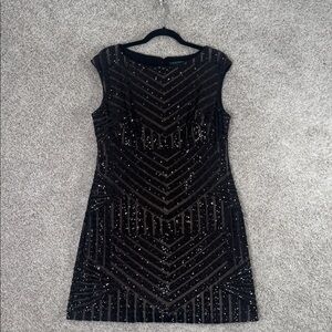 Lauren‎ Ralph Lauren Evening Black Sequin Dress 14P